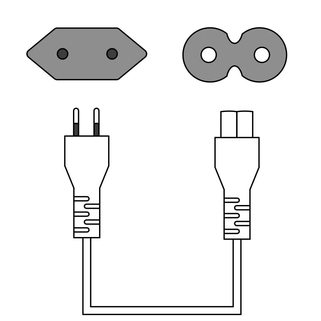 Geräteanschlussleitung / Kaltgerätekabel (0,25m, CEE 7/16 ↔ C7)