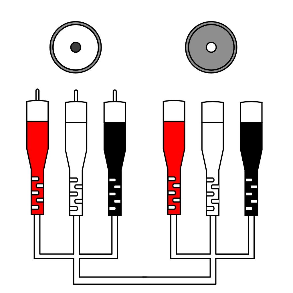 Mietartikel Cinch-Kabel (0,25m, Audio-Stereo-Cinch (Rot, Weiß/Schwarz))