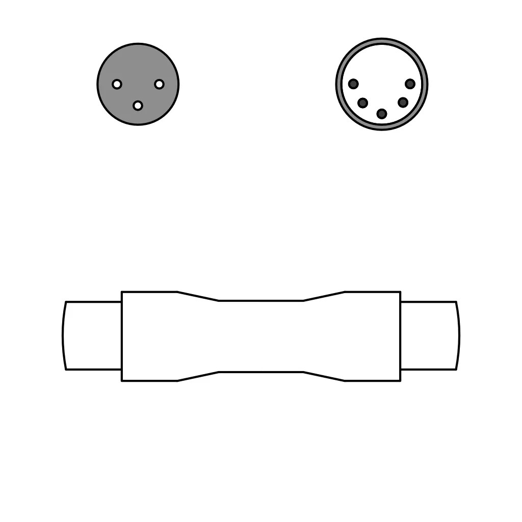 Mietartikel DMX/XLR-Adapter (Adapter 3-Polig (Buchse) auf 5-Polig (Stecker))
